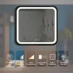 Premium 32″ x 32″ Square LED Bathroom Mirror with Anti-Fog Heating, 3-Color Lighting, and Fully Enclosed Back Plate