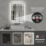 Modern 24″ x 36″ Rectangle Shaped LED Vanity Mirror with Dual Front-lit & Back-lit Illumination and Shatterproof Tempered Glass