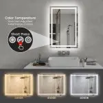 Modern 24″ x 36″ Rectangle Shaped LED Vanity Mirror with Dual Front-lit & Back-lit Illumination and Shatterproof Tempered Glass