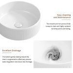 Modern Round Ceramic Vessel Sink (Fluted Design)