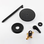 Matte Black Wall-Mounted Rain Shower System Set with 9-Inch Round Shower Head & cUPC Valve