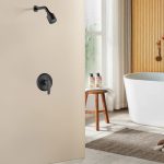 Matte Black Wall-Mounted Shower System Combo Set with Pressure Balance Valve