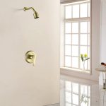 Brushed Gold Rain Shower System with cUPC Pressure Balance Valve & Anti-Microbial Nozzles