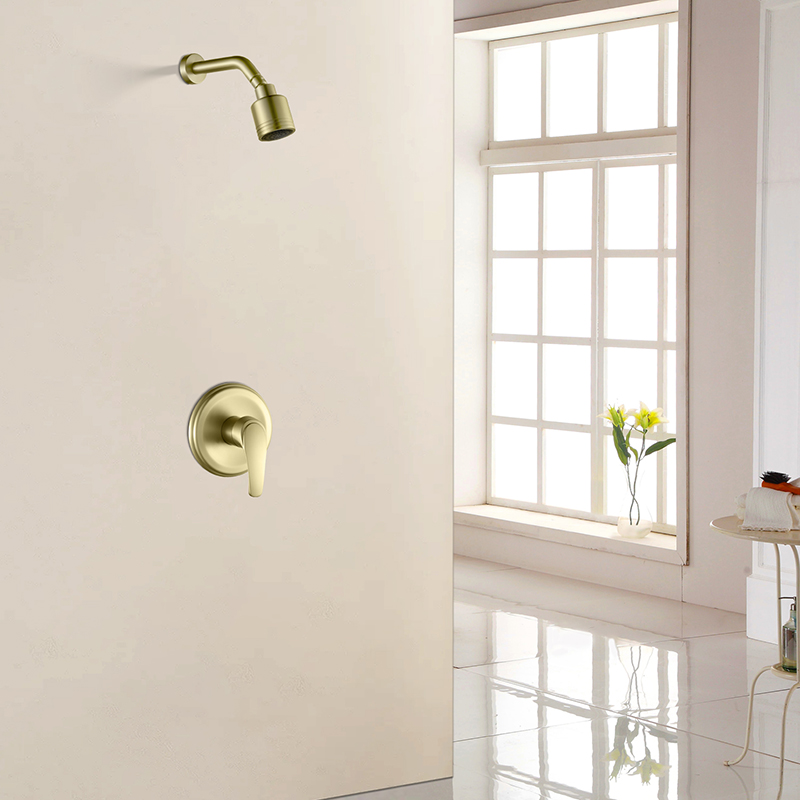 Brushed Gold Rain Shower System with cUPC Pressure Balance Valve & Anti-Microbial Nozzles