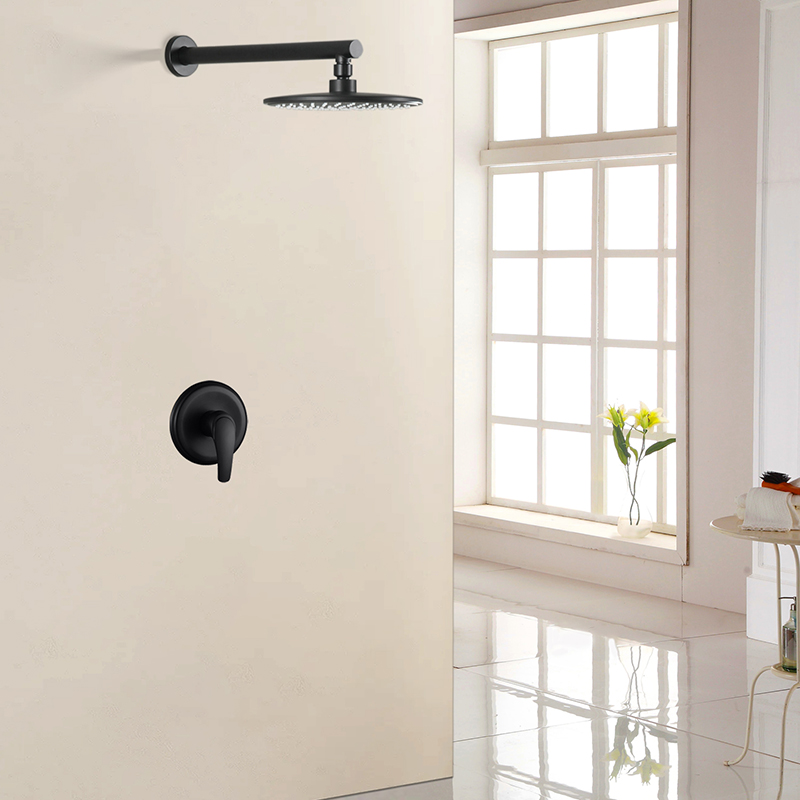 Matte Black Wall-Mounted Rain Shower System Set with 9-Inch Round Shower Head & cUPC Valve