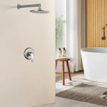 Brushed Nickel Wall-Mounted Rain Shower Set with 9-Inch Round Head & cUPC Valve