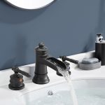 Matte Black Waterfall Widespread 2 Handle Bathroom Faucet
