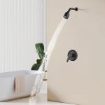 Matte Black Wall-Mounted Shower System Combo Set with Pressure Balance Valve
