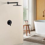 Matte Black Wall-Mounted Rain Shower System Set with 9-Inch Round Shower Head & cUPC Valve