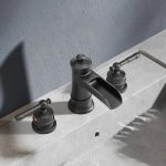 Matte Black Waterfall Widespread 2 Handle Bathroom Faucet