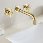 Modern Wall-Mounted 3-Hole Bathroom Faucet (Brushed Gold)
