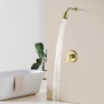 Brushed Gold Rain Shower System with cUPC Pressure Balance Valve & Anti-Microbial Nozzles