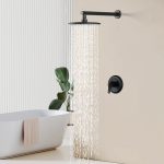 Matte Black Wall-Mounted Rain Shower System Set with 9-Inch Round Shower Head & cUPC Valve