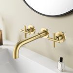Modern Wall-Mounted 3-Hole Bathroom Faucet (Brushed Gold)