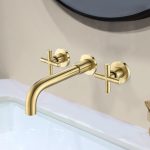 Modern Wall-Mounted 3-Hole Bathroom Faucet (Brushed Gold)
