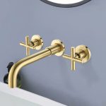 Modern Wall-Mounted 3-Hole Bathroom Faucet (Brushed Gold)