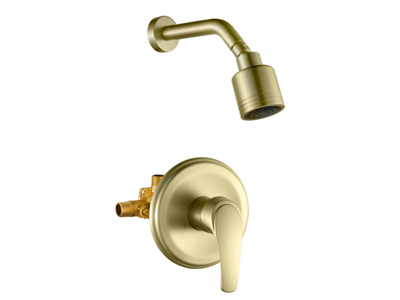 Brushed Gold Rain Shower System with cUPC Pressure Balance Valve & Anti-Microbial Nozzles