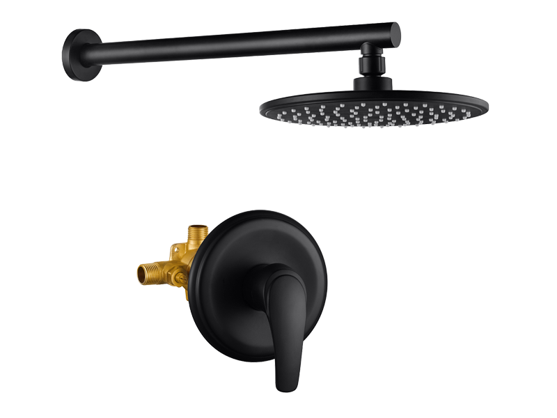 Matte Black Wall-Mounted Rain Shower System Set with 9-Inch Round Shower Head & cUPC Valve