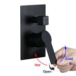 Matte Black Ceiling Mounted Rain Shower System with 10-Inch Square Overhead Spray, Handheld Wand, and Waterfall Tub Spout