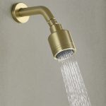 Brushed Gold Rain Shower System with cUPC Pressure Balance Valve & Anti-Microbial Nozzles