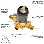 Matte Black Wall-Mounted Shower System Combo Set with Pressure Balance Valve