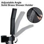 Matte Black Ceiling Mounted Rain Shower System with 10-Inch Square Overhead Spray, Handheld Wand, and Waterfall Tub Spout