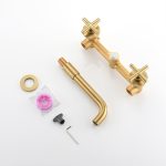 Modern Wall-Mounted 3-Hole Bathroom Faucet (Brushed Gold)