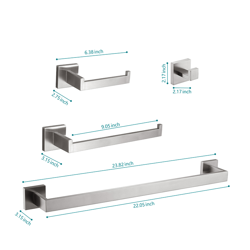 4-Piece Stainless Steel Bathroom Accessories Hardware Set
