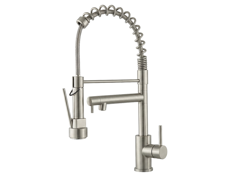 Commercial Single Handle Spring Kitchen Bar Faucet with Pull-Down Sprayer