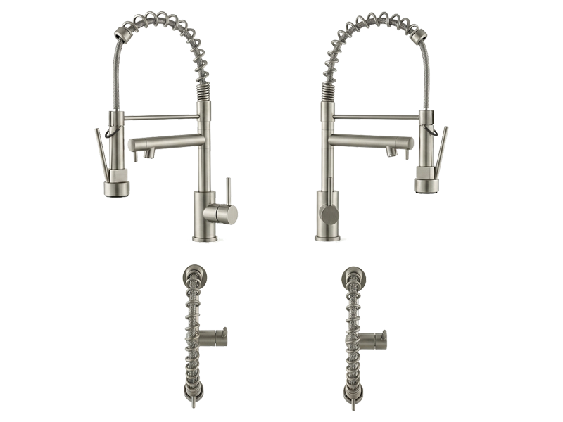 Commercial Single Handle Spring Kitchen Bar Faucet with Pull-Down Sprayer