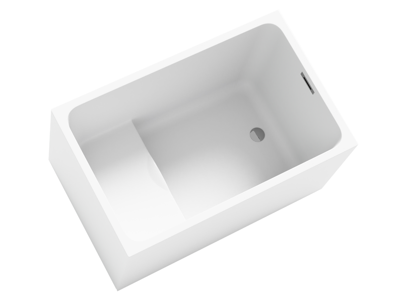 Modern Japanese-Style Deep Soaking Freestanding Acrylic Bathtub with Built-in Seat