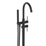 Floor-Mounted Freestanding Matte Black Tub Filler with Hand Shower (2-Handle)