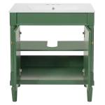 30″ Green Single Bathroom Vanity with Integrated Ceramic Sink