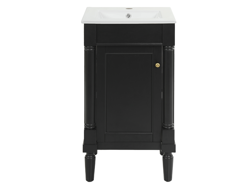 18″ Black Single Bathroom Vanity with Integrated Ceramic Sink