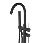 Floor-Mounted Freestanding Matte Black Tub Filler with Hand Shower (2-Handle)