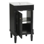 18″ Black Single Bathroom Vanity with Integrated Ceramic Sink
