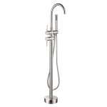 Floor-Mounted Freestanding Brushed Nickel Tub and Shower Faucet (2-Handle)