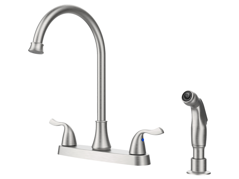 Two-Handle Brushed Nickel Kitchen Bar Faucet with Side Sprayer
