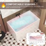 Modern Japanese-Style Deep Soaking Freestanding Acrylic Bathtub with Built-in Seat