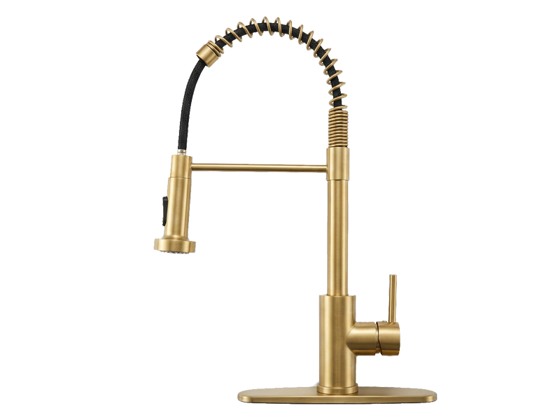 Commercial Single Handle Spring Kitchen Faucet with Pull-Down Sprayer