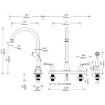 Two-Handle Brushed Nickel Kitchen Bar Faucet with Side Sprayer