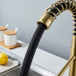 Commercial Single Handle Spring Kitchen Faucet with Pull-Down Sprayer