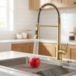 Commercial Single Handle Spring Kitchen Faucet with Pull-Down Sprayer