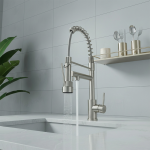 Commercial Single Handle Spring Kitchen Bar Faucet with Pull-Down Sprayer