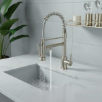 Commercial Single Handle Spring Kitchen Bar Faucet with Pull-Down Sprayer