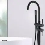 Floor-Mounted Freestanding Matte Black Tub Filler with Hand Shower (2-Handle)