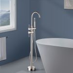 Floor-Mounted Freestanding Brushed Nickel Tub and Shower Faucet (2-Handle)
