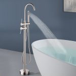 Floor-Mounted Freestanding Brushed Nickel Tub and Shower Faucet (2-Handle)
