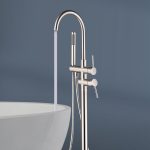 Floor-Mounted Freestanding Brushed Nickel Tub and Shower Faucet (2-Handle)
