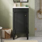 18″ Black Single Bathroom Vanity with Integrated Ceramic Sink